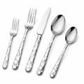 Besteckset 5-teilig aus Edelstahl Silber mit gehämmerten Griffen