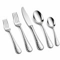 Besteckset 5-teilig Edelstahl Silber mit Hammerschlaggriffen für den Tisch
