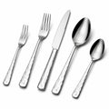 Besteckset 5-teilig bis 20 cm aus Edelstahl Silber mit gehämmerten Griffen