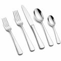 5-teiliges Besteckset 14-23 cm aus Edelstahl Silber mit gehämmerten Griffen
