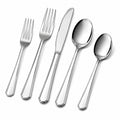 5-teiliges Edelstahl-Besteckset 14–22 cm Silber poliert für 1 Person