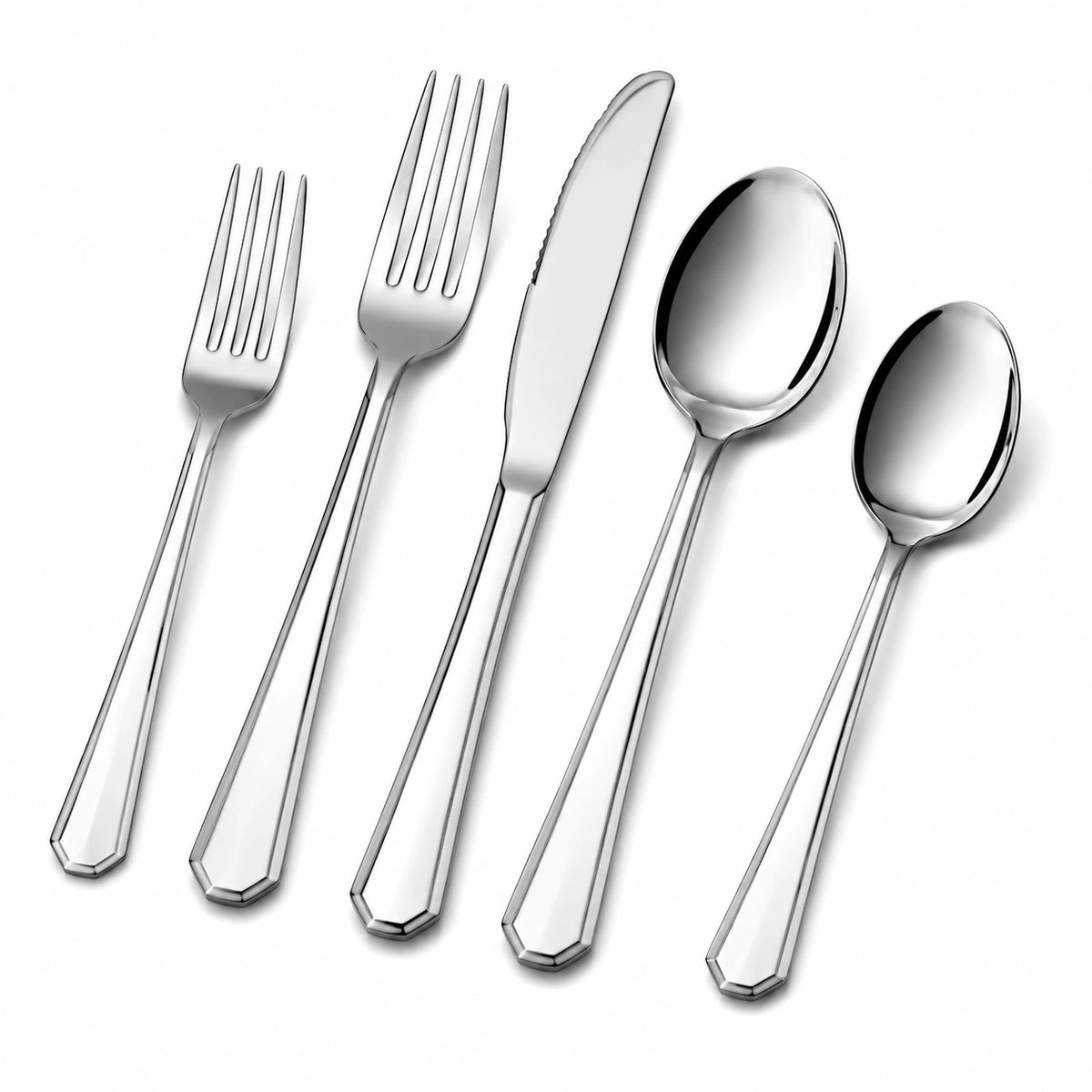 5-teiliges Edelstahl-Besteckset 14–22 cm Silber poliert für 1 Person