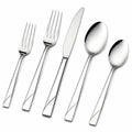 5-teiliges Besteckset Edelstahl Silber poliert für 1 Person