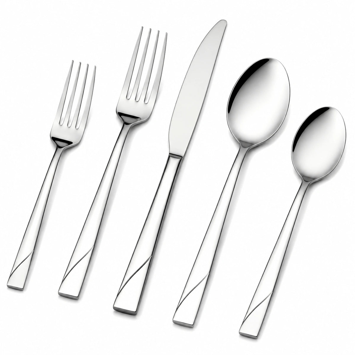 5-teiliges Besteckset Edelstahl Silber poliert für 1 Person