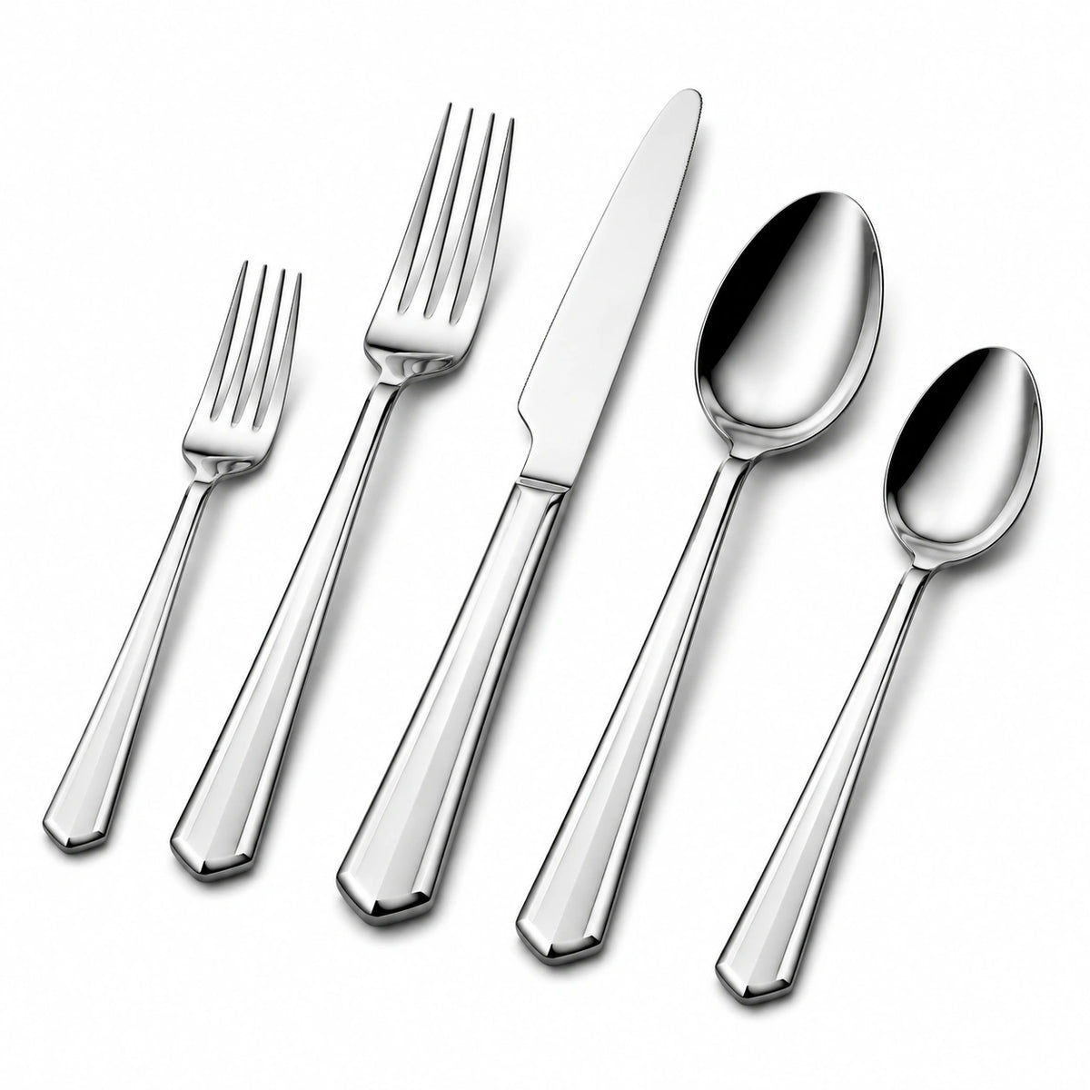 Besteckset 5-teilig Edelstahl Silber poliert für Tischgedeck