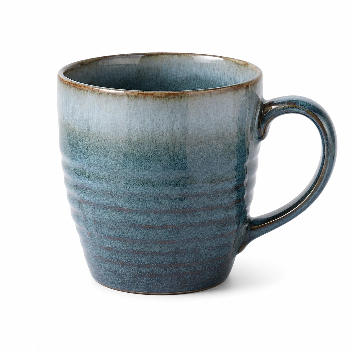 Keramiktasse 450 ml Blau Grau mit Henkel im rustikalen Stil