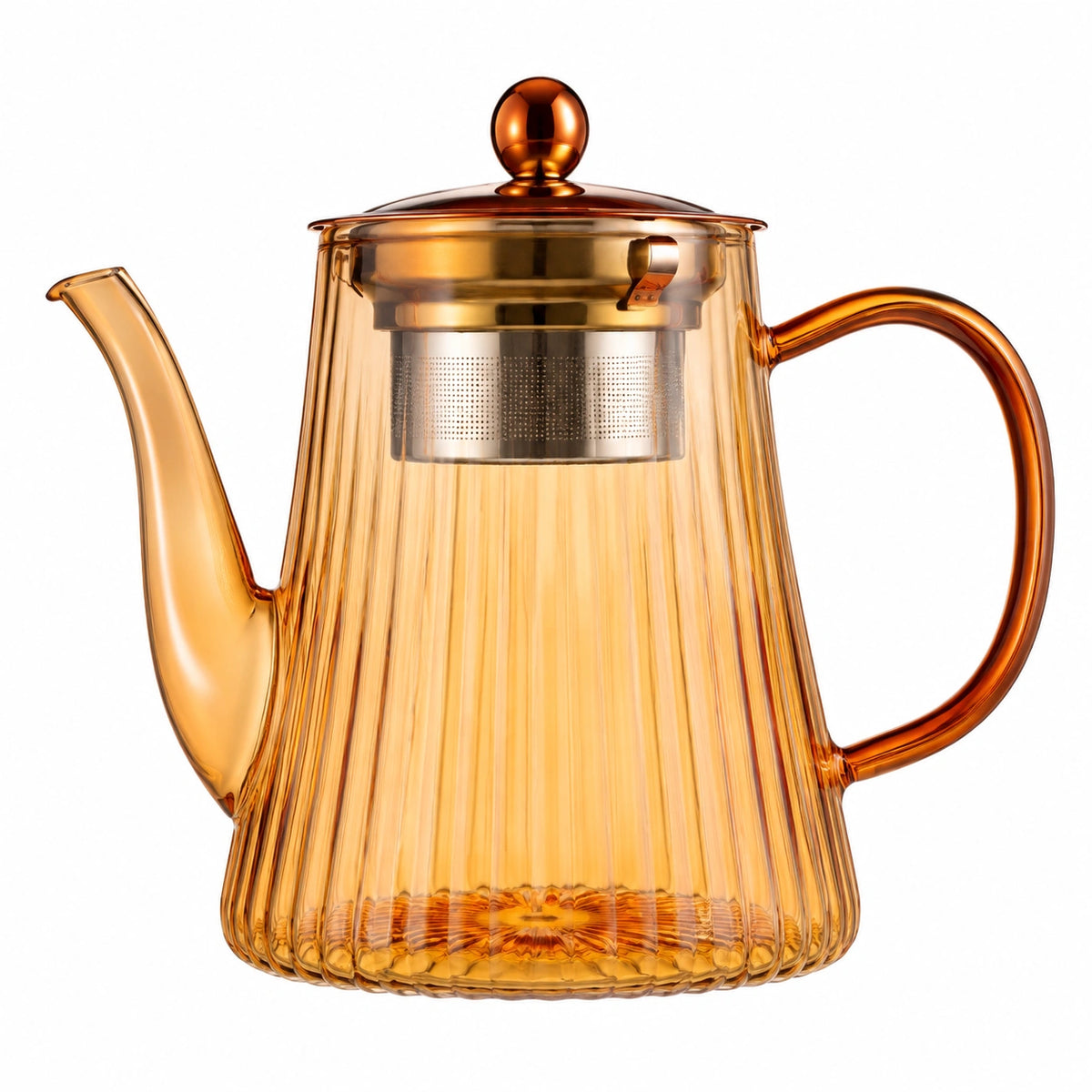 Glas Teekanne 1.20 L Bernstein mit Edelstahlfilter und Deckel