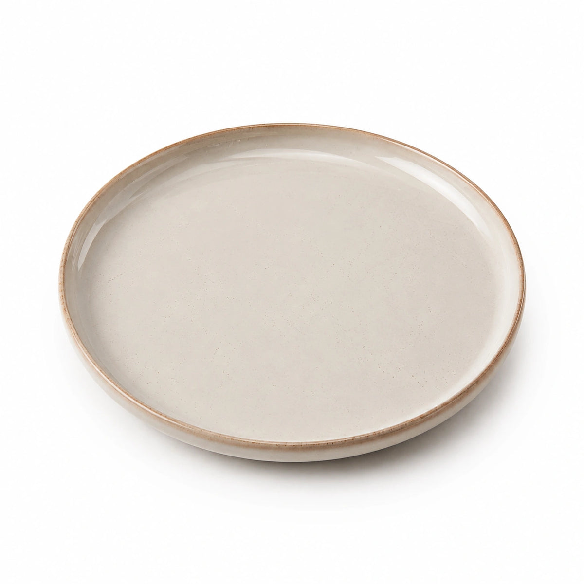 Essteller 26 cm aus Keramik in Cremebraun mit flachem Rand