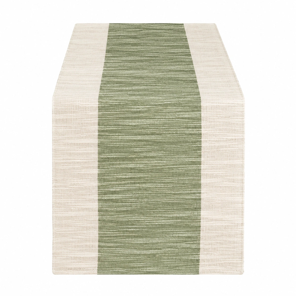 Tischläufer 180 x 33 cm Textilgewebe Grün Beige gewebt für Esstisch