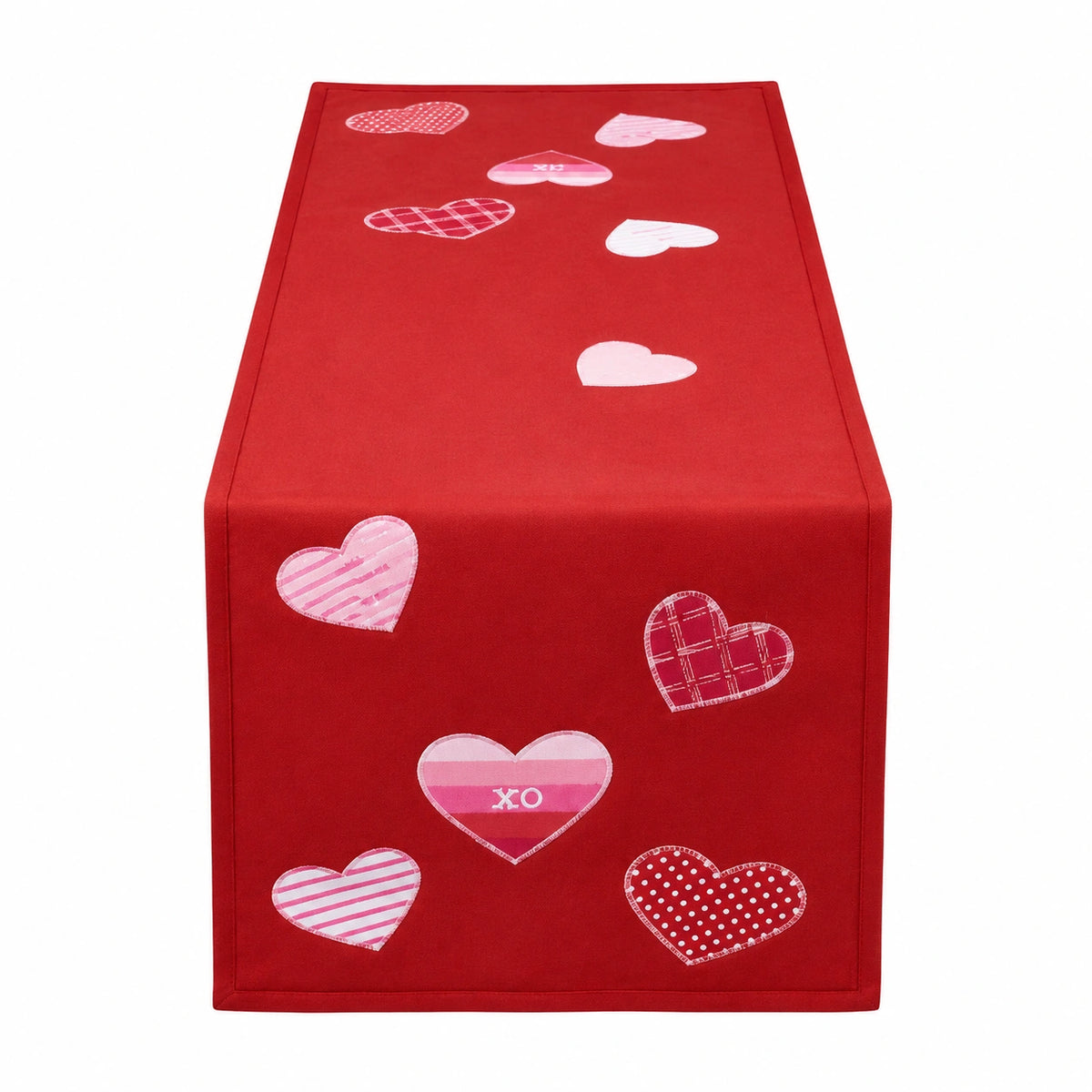 Tischläufer 40 x 140 cm Polyester Rot Rosa Herzmotiv Dekorativ